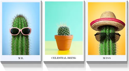 Miniatura 35 de Denozer - 3 piezas de arte de pared en lienzo con hojas verdes para sala de estar, decoración moderna del hogar, estirada y enmarcada lista