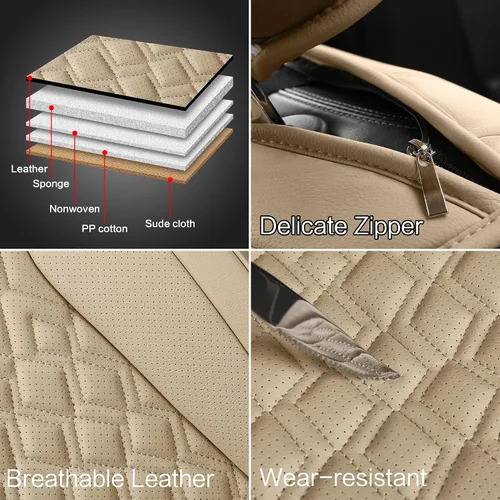 Miniatura 6 de Pariitadin Juego completo de fundas de cuero para asiento de automóvil, impermeables, transpirables, de piel sintética, fundas de asiento