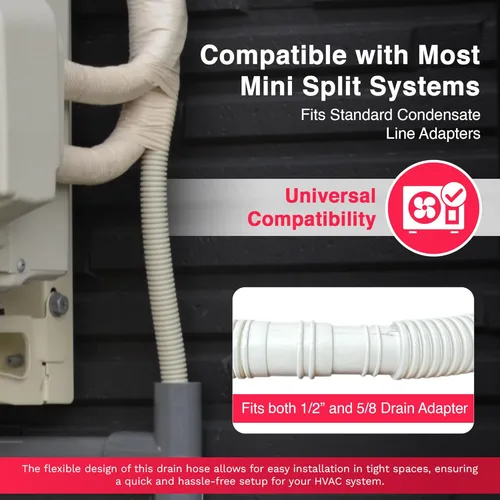 Miniatura 5 de DuctlessAire Manguera de drenaje mini dividida – Manguera de drenaje de aire acondicionado portátil – Manguera universal de drenaje de condensado