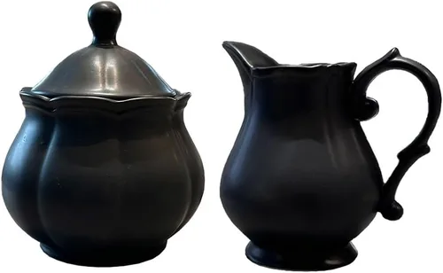 Miniatura 11 de WAIT FLY Jarra de crema y salsa vintage en relieve, jarra de crema negra para cocina