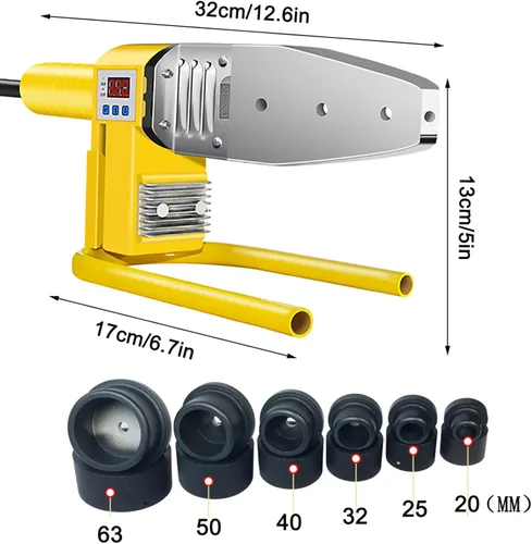 Miniatura 9 de Soldador de fusión,Máquina de fusión en caliente digital con ajuste de temperatura,Máquina de soldadura de tubos de 8.4-23.7 pulgadas,Máquina