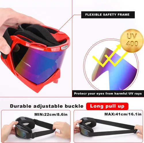 Miniatura 5 de Gafas de esquí, paquete de 2 gafas de motocicleta, gafas de snowboard para hombres y mujeres, protección UV antirreflejos