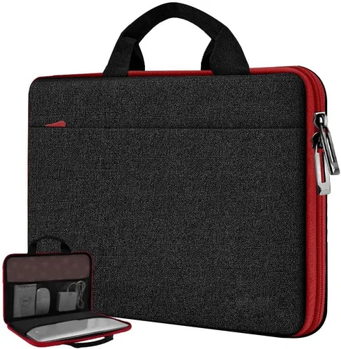 Miniatura 9 de Hseok Funda para laptop de 13.3 a 14 pulgadas, portafolios de 180 grados resistente al agua y a los golpes con forro de terciopelo suave, compatible
