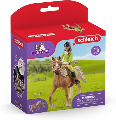 Miniatura 8 de Schleich Horse Club - Juego de 10 piezas de Sarah and Mystery - Juego de figuras de caballo y jinete con silla de montar y brida extraíbles, figura