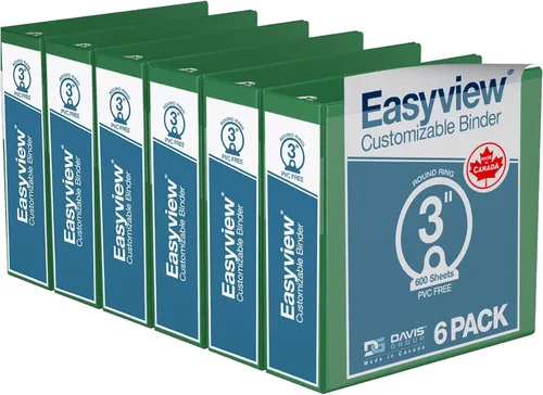 Miniatura 18 de Easyview - Carpetas prémium de 3 anillas con cubiertas transparentes y anillos redondos, carpetas para la escuela u oficina, 1 pulgada, paquete