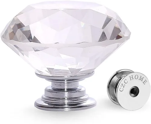 Miniatura 6 de CZC Home - 10 perillas de vidrio de diamante con asa tractora para gabinetes, armarios, cajones, cómodas, libreros, guardarropas