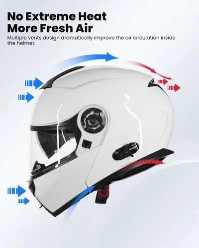 Miniatura 4 de ILM - Casco de motocicleta con Bluetooth, modular, intercomunicador para 2-3 conductores, abatible, de cara completa, con doble visera, aprobado por