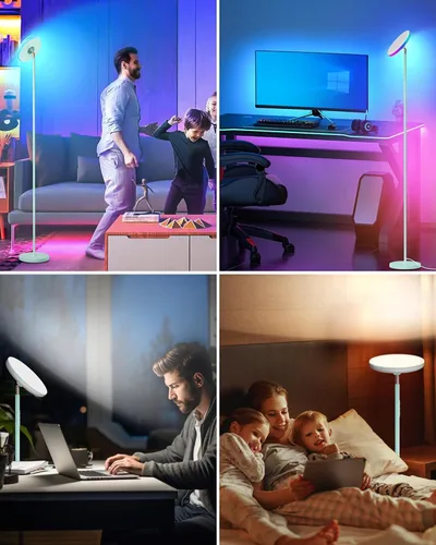 Miniatura 4 de Lámpara de pie brillante para sala de estar, luces LED de habitación de 42 W con control remoto, 3700 lm RGBW moderna luz de pie alta