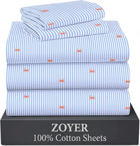 Miniatura 22 de ZOYER Sábanas de 100 % algodón percal tamaño individual, refrescantes y transpirables, duraderas, con una sensación nítida, suave y cómoda, bolsillo