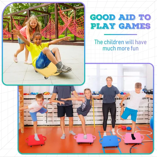 Miniatura 4 de 6 piezas de patinete deportivo a granel para sentarse a granel con asas ruedas de plástico, patinete deportivo plano para niños, gimnasio