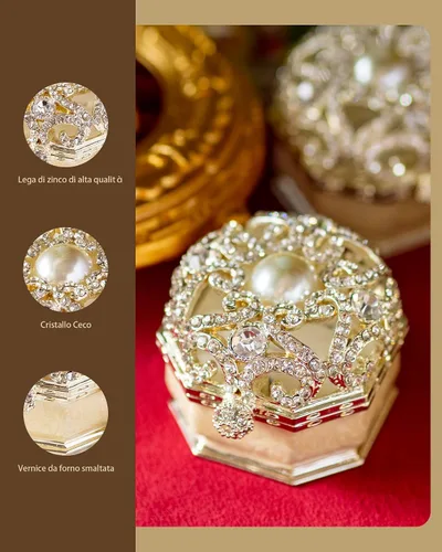Miniatura 5 de Caja de doble anillo para ceremonia de boda, pequeña caja de anillo de compromiso para propuesta, caja de portador de anillos vintage, caja