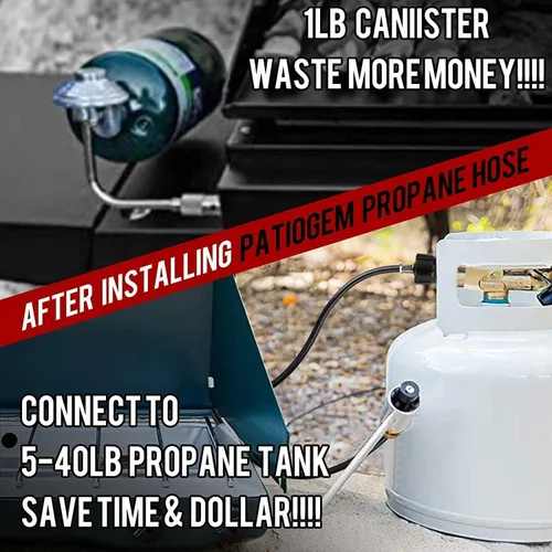 Miniatura 5 de Adaptador de Manguera de Propano GasXpert de 1 Libra a 20 Libras, Manguera de Tanque de Propano de 4 Pies Compatible con Barbacoa