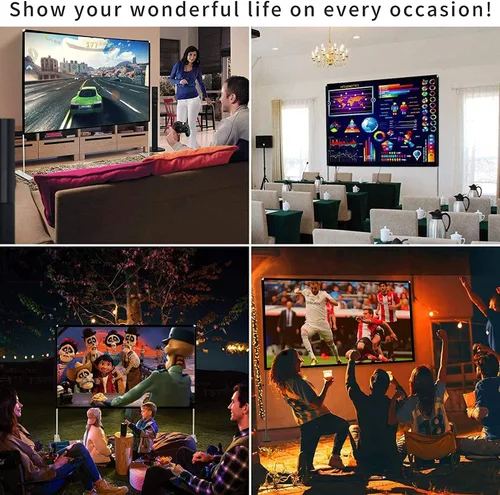 Miniatura 8 de SKERELL Pantalla de proyector con soporte, pantalla de proyección portátil de 120 pulgadas, 16:9 4K HD, proyecciones delanteras y traseras, pantalla
