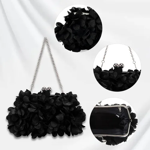 Miniatura 4 de JAMBHALA Bolsos de mano de noche con apliques florales, pequeños monederos de embrague para mujer