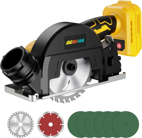 Herramienta de corte inalámbrica sin escobillas de 4" compatible con batería Dewalt 20V MAX, mini sierra de 500W hasta 12000RPM con 6 discos de
