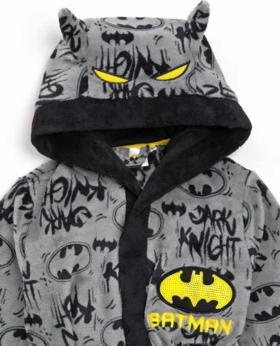 Miniatura 2 de DC Comics Batman Dressing Gown Boys Kids Grey Dark Knight Pjs Bathrobe
