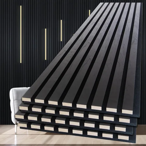 Miniatura 8 de NeatiEase Paneles de madera para pared, 4 piezas de 96 x 12.6 pulgadas, paneles de pared de listones de madera insonorizados para decoración