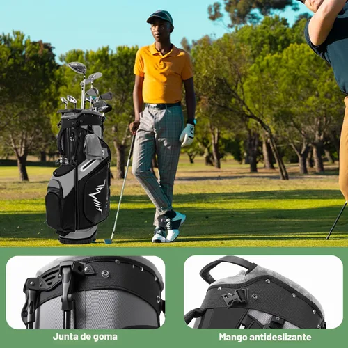 Miniatura 9 de UNIHIMAl Bolsa de golf de 14 vías, bolsa de golf de piel sintética para hombres y mujeres con parte superior de felpa, 10 bolsillos
