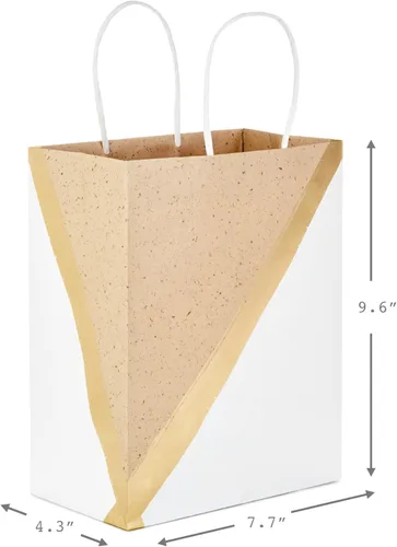 Miniatura 3 de Hallmark Bolsas de regalo de papel medianas de 9 pulgadas (paquete de 8 unidades, color blanco y kraft) para el día de San Valentín, Pascua