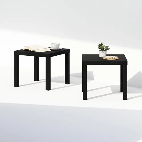 Miniatura 6 de Furinno Juego de 2 mesas de centro clásicas, mesa de centro cuadrada moderna con tablero triple grueso, mesa auxiliar con 4 patas, para sala de Negro