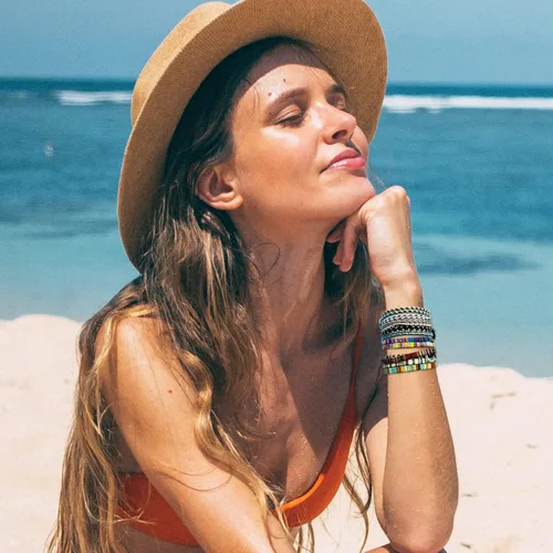 Miniatura 5 de Pulseras de playa boho surfistas, tobilleras ajustables con cuentas, pulseras trenzadas hippies hechas a mano, impermeables, pulseras de cuerda