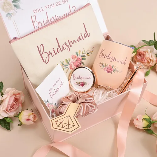 Miniatura 3 de CARAKNOTS Caja de regalo de propuesta de dama de honor, juego de regalo de dama de honor, caja rosa para damas de honor para boda, novia, despedida