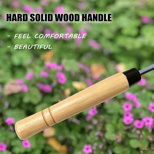 Miniatura 3 de Hoz de hierba japonesa azada de deshierbe herramienta de mano para jardín, acero de alta resistencia con mango de madera maciza (gris)