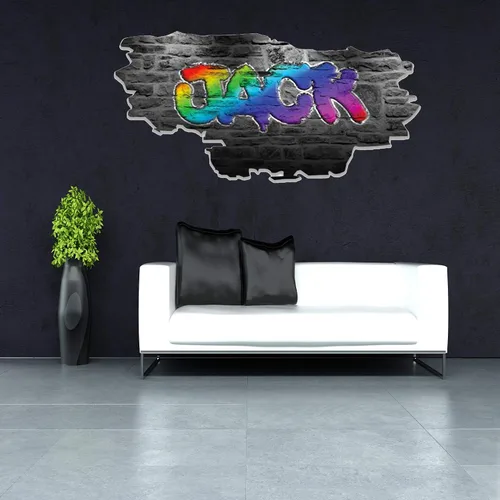 Miniatura 4 de Pegatina de pared personalizada de grafiti 3D con nombre Vinilo de decoración artística personalizada Desmontable Se arranca y se pega Arte