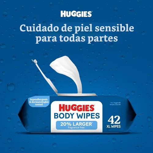 Miniatura 4 de Huggies Toallitas extra grandes sin perfume, 1 paquete abatible, 42