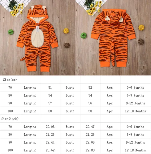 Miniatura 2 de LXXIASHI Mono unisex de manga larga con capucha para bebés y niñas con diseño de tigre 3D