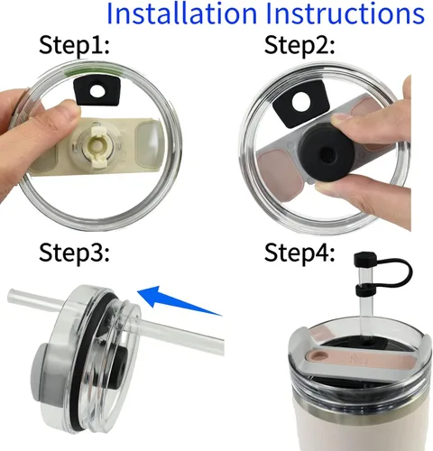 Miniatura 3 de CONQUERALL Juego de 4 tapas de pajilla, 2 tapones para derrames, 2 tapones de fugas, 2 fundas de silicona de repuesto para taza Stanley Universal
