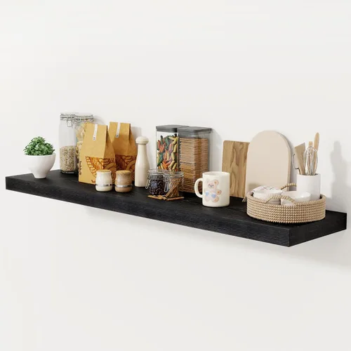 Miniatura 8 de Fun Memories - Estante flotante de 12 pulgadas, estantes de pared de madera rústica para decoración de pared y almacenamiento, estante flotante