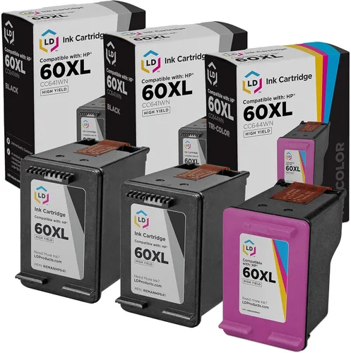 LD Productos Cartuchos de tinta compatibles remanufacturados de repuesto para HP 60XL de alto rendimiento (3 juegos - 2 negros 1 tricolores) para