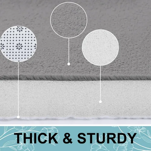 Miniatura 3 de Smiry Tapete de Baño de Espuma Viscoelástica de 24x16 Pulgadas, Tapetes de Baño Extra Suaves y Absorbentes, Alfombra Antideslizante Lavable para Gris