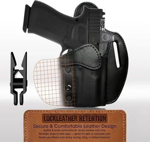 Miniatura 5 de Urban Carry LockLeather OWB RMR/RDS - Funda segura y cómoda de cuero/polímero híbrido para una ocultación óptima Diestro Compatible con una