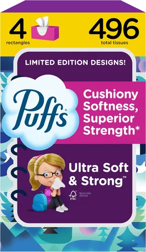 Miniatura 15 de Puffs - Pañuelos faciales ultra suaves, 1 caja de tamaño familiar, 124 pañuelos faciales por caja