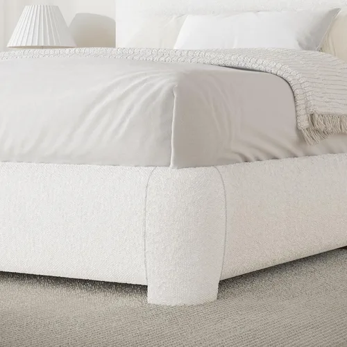 Miniatura 5 de BarnFurin Marco de Cama Tamaño Completo, Marco de Cama Plataforma Tapizada Cloud Boucle con Cabecero, Estilo Moderno, Esquinas Redondeadas Suaves