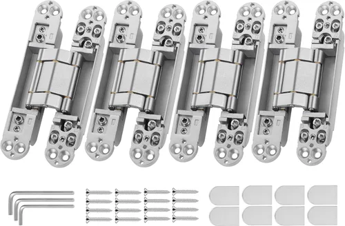 Miniatura 12 de Bisagras invisibles mejoradas para puerta (2 piezas) – Bisagras ocultas negras de 6 pulgadas para puertas, ajustable de 3 vías y columpio de 180