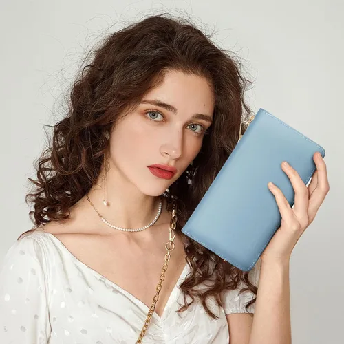 Miniatura 85 de Chelmon - Monedero para mujer de cuero genuino con bloqueo de señal RFID, para tarjetas de crédito