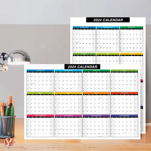 Miniatura 3 de Calendario de escritorio completo 2024 - Planificador de 12 meses de tamaño grande de 11 x 17" - Reversible vertical/horizontal de 2 caras - Impreso