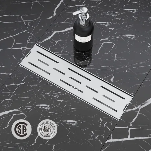 Miniatura 22 de ELLO&ALLO - Drenaje cuadrado de piso para ducha de 6 pulgadas con brida, rejilla extraíble de patrón cuadrado, acero inoxidable SUS 304 en bronce