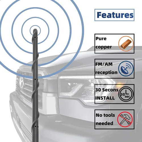 Miniatura 8 de Antena corta para Toyota Tundra 2000-2021 Tacoma FJ Crusier 1995-2015, antena de repuesto de 7 pulgadas en espiral de goma flexible Tundra Tacoma