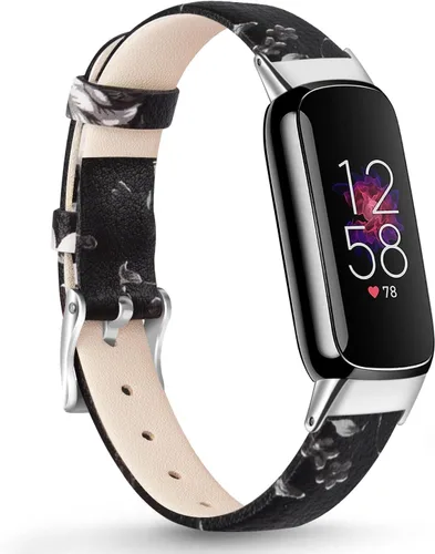 Miniatura 7 de Vancle Correa de cuero compatible con Fitbit Luxe, correa de cuero delgada ajustable para mujeres y hombres