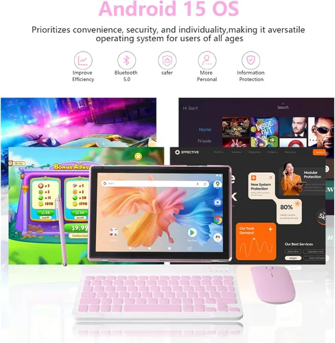 Miniatura 3 de PEICHENG Tablet Android 15.0 de 10 pulgadas, 18 GB de RAM+128 GB ROM+2 TB expandibles, juego de pestañas con teclado/estuche/ratón/lápiz capacitivo