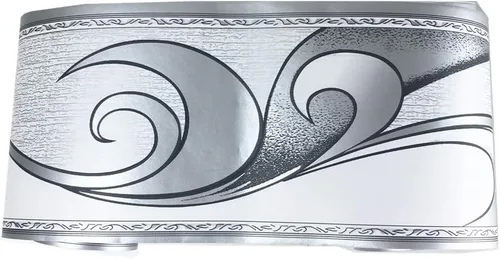 Miniatura 3 de REDODECO Elegante papel tapiz de moldura gris plateado, borde decorativo para techo, para baño, sala de estar, cocina, 4 pulgadas por 32.8 pies
