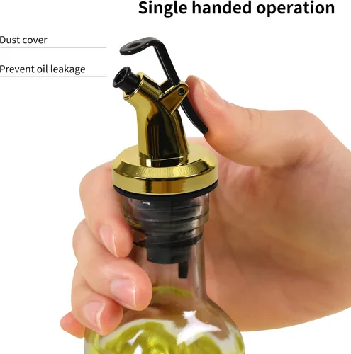 Miniatura 3 de 12 piezas de aceite de oro dispensador de aceite de oliva para tapón de botella, tapa de boquilla a prueba de fugas para aceite vinagre ensalada