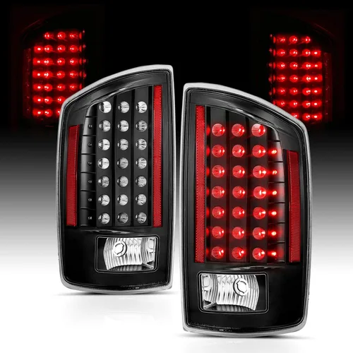 AmeriLite Juego de luces traseras de repuesto LED negras para Dodge Ram 1500 07-2009 Ram 2500 3500 2007-08, lado del pasajero y del conductor