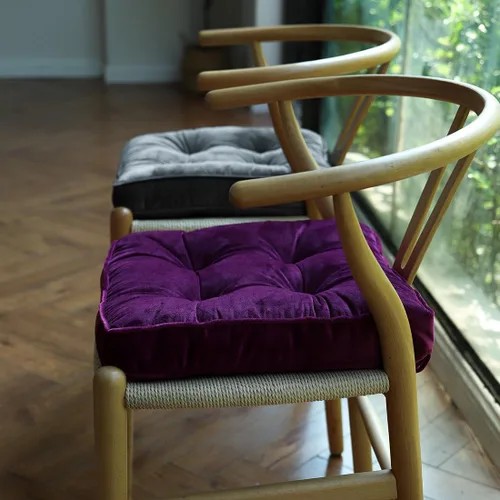 Miniatura 4 de vctops Almohadillas de Silla de Terciopelo Suave con Lazos, Cómodo Cojín de Asiento Sólido para Sillas de Comedor, Sillas de Oficina, Pisos de Gris