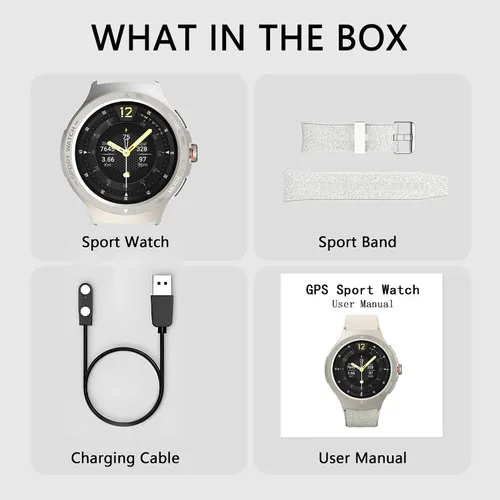 Miniatura 5 de Reloj inteligente militar con monitor de frecuencia cardíaca, brújula, linterna, GPS, reloj inteligente de 1.43 pulgadas con más de 170 modos