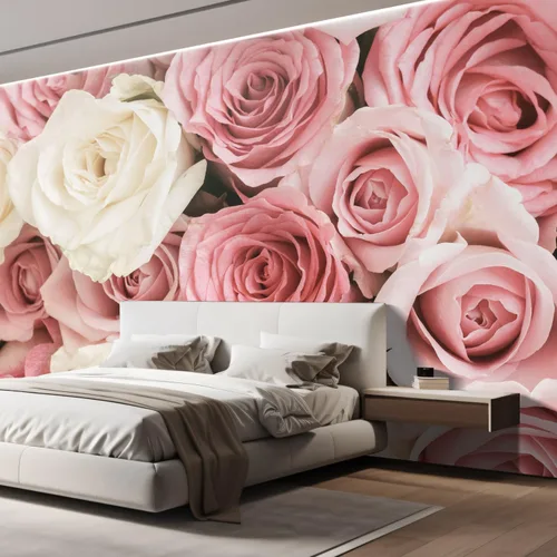 Miniatura 4 de wall26 Adhesivo de pared removible/Mural de pared Collage de pétalos de flores rosas rosadas y blancas Naturaleza Vida silvestre Fotografía Realismo